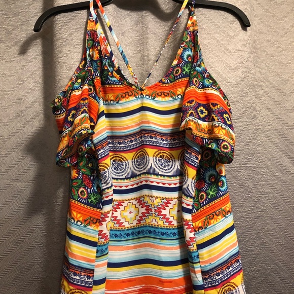 A. Byer Cold Shoulder Aztec Top - Picture 2 of 7